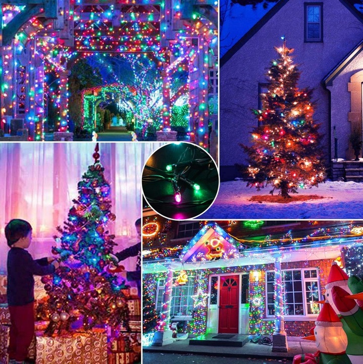 LAMPKI CHOINKOWE NA CHOINKĘ ŚWIĄTECZNE 500 LED MULTIKOLOR WEWNETRZNE ZEW.