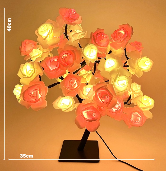 LAMPKA NOCNA DRZEWKO 48 RÓŻ do sypialni PREZENT NA WALENTYNKI Lampa LED USB