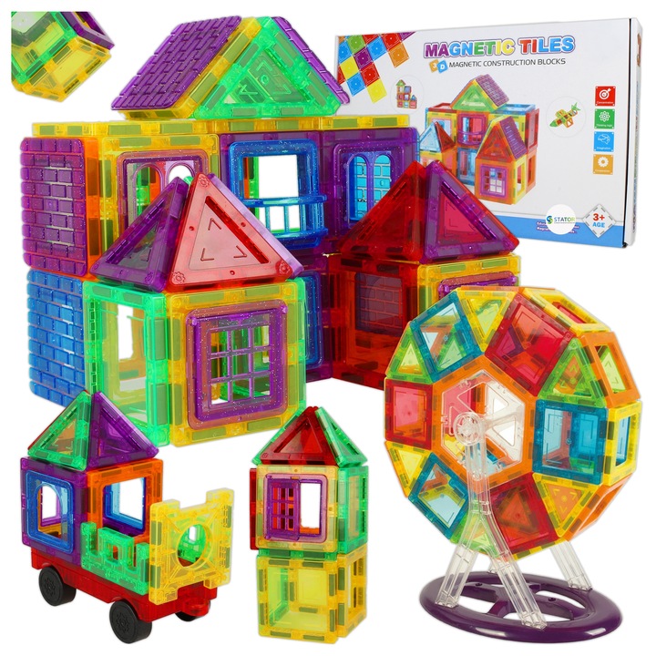 Klocki Magnetyczne DUŻE 3D Konstrukcyjne Magnetic Tiles Zestaw 70 elementów