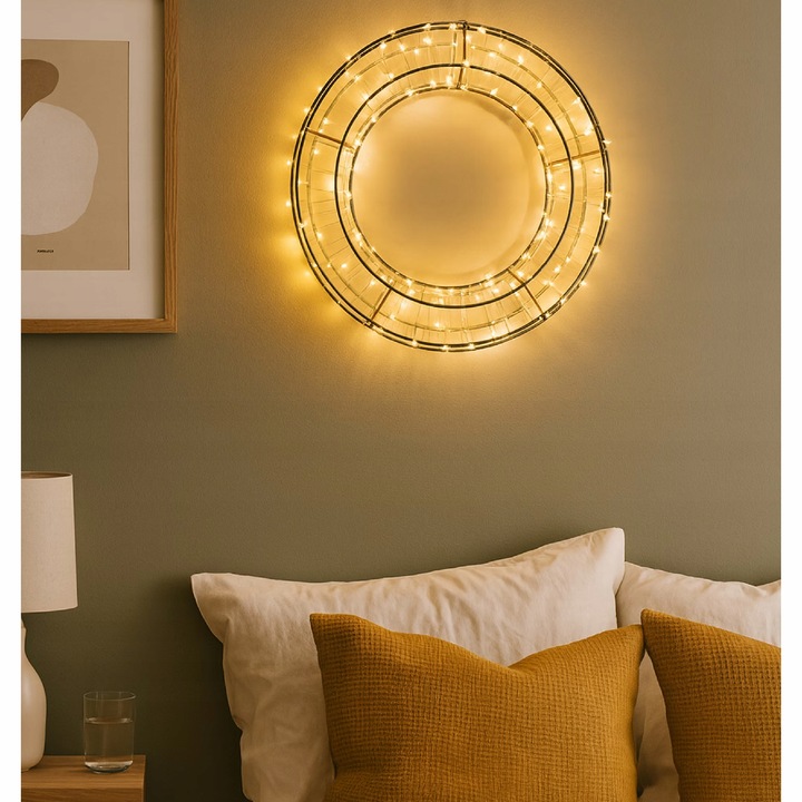 Dekoracja świetlna LED Ø 36 cm Wieniec Koło ledowe wianek świąteczny USB