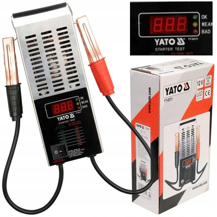 YATO CYFROWY TESTER AKUMULATORÓW MIERNIK NPIĘCIA 12V 150-1400Ah LCD YT-8311