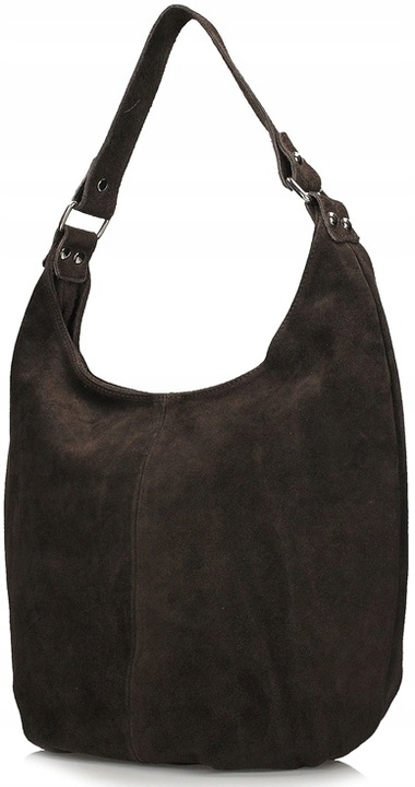 Torebka CZEKOLADOWA zamszowa WOREK Vera Pelle SKÓRA ZAMSZ NATURALNY