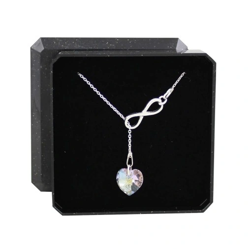 NASZYJNIK SREBRNY DAMSKI Z INFINITY SERCE SWAROVSKI *DO WYBORU łańcuszek