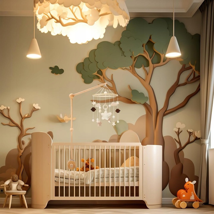 Ruchomy drewniany uchwyt do łóżeczka dziecięcego do karuzeli naturalny