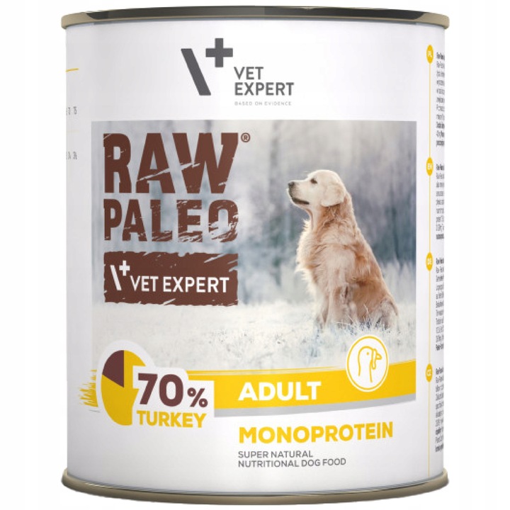 Mokra karma dla psów dorosłych indyk Raw Paleo 12 x puszka 800g