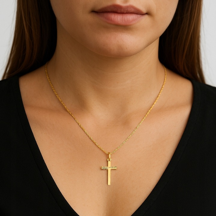 Złoty Łańcuszek 333 Krzyżyk Chrzest Komunia dla dziecka Grawer