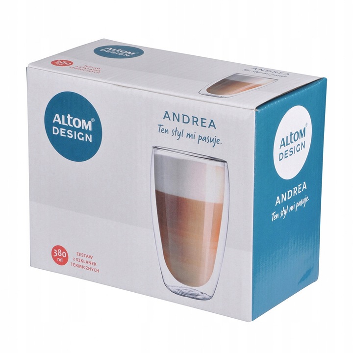 Szklanki termiczne do kawy latte wysokie Altom Design Andrea 380ml 2 sztuki