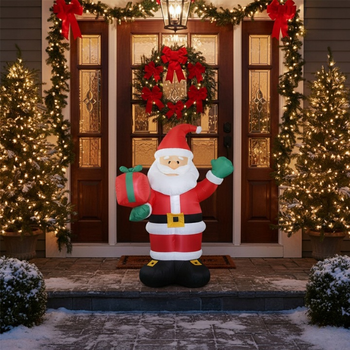 MIKOŁAJ DMUCHANY LED PODŚWIETLANY ŚWIECĄCY XXL 135 CM DEKORACJA ŚWIĄTECZNA