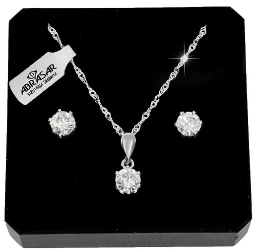 KOMPLET BIŻUTERII SREBRNEJ CYRKONIE dla NIEJ NA PREZENT SREBRO PRÓBA 925