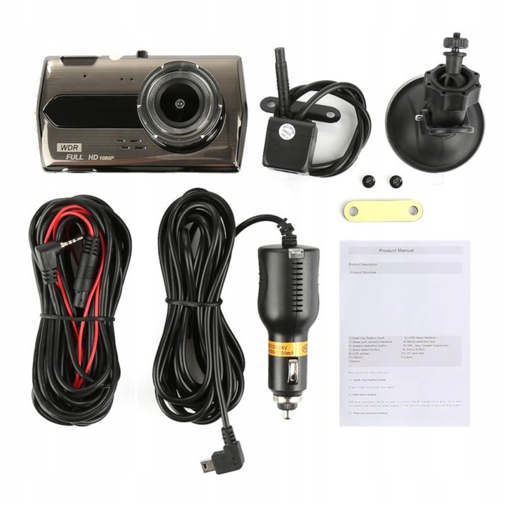 KAMERA REJESTRATOR JAZDY VIDEO PRZÓD I TYŁ FUUL HD