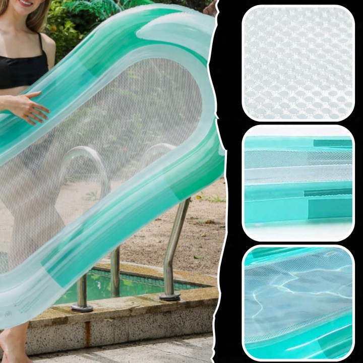 MATERAC DMUCHANY Z SIATKĄ DO PŁYWANIA LEŻAK PLAŻOWY HAMAK WODNY NA BASEN