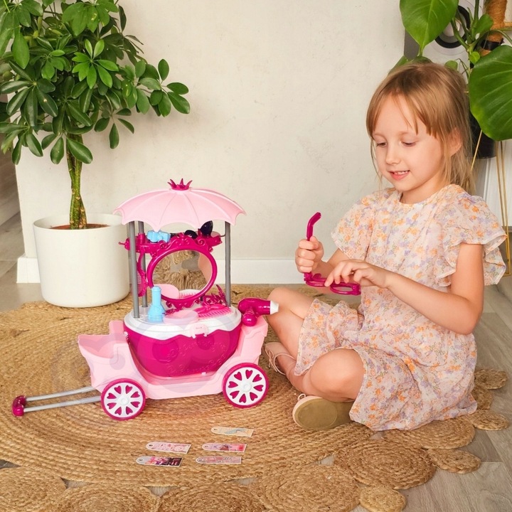 DUŻY Salon Piękności Urody Toaletka na Kółkach Wózek Wlizka 31 akc. 4w1