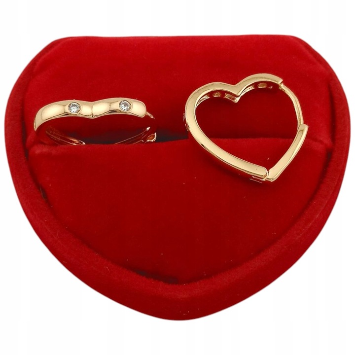 ZŁOTE KOLCZYKI SERDUSZKO Z CYRKONIAMI DLA KOBIETY WYJĄTKOWE POZŁACANE 18K