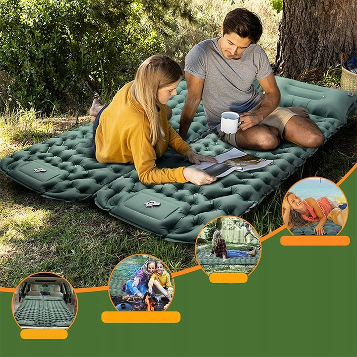 MATA SAMOPOMPUJĄCA KARIMATA DMUCHANA MATERAC 200X70X10CM zPODUSZKĄ MATERAC