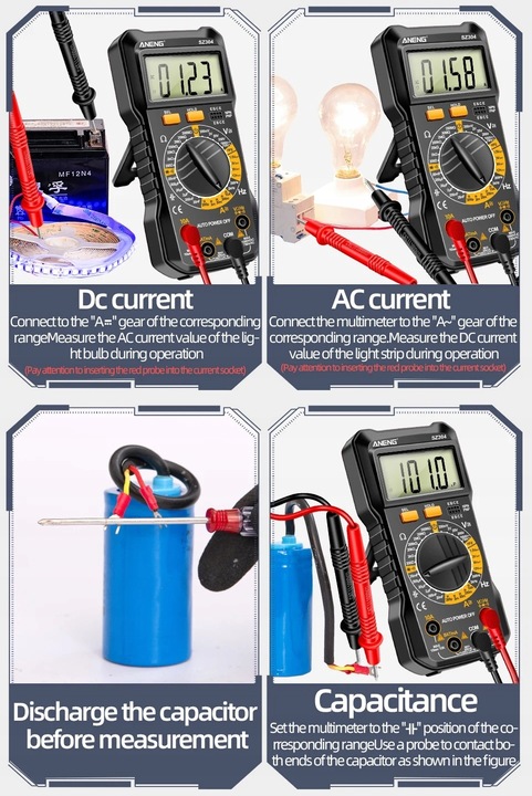 Miernik Multimetr Cyfrowy ANENG SZ304 funkcja HOLD