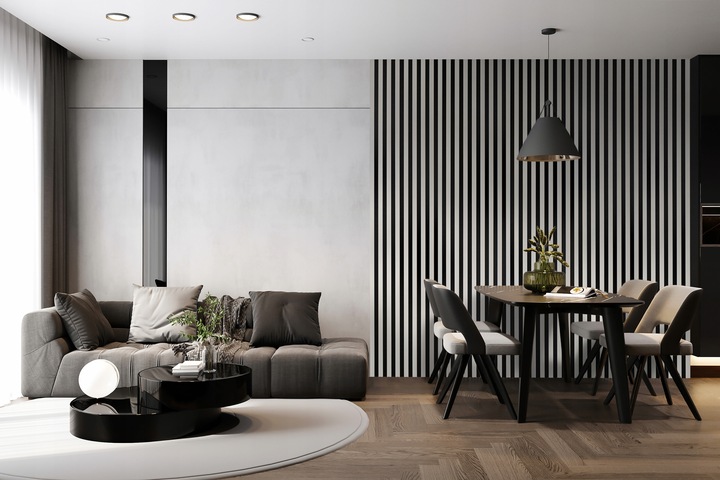 Lamele ścienne 54x260 cm, akustyczne na czarnym filcu - Kaszmir 596