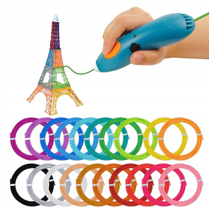 Filamenty Niskotemperaturowe Wkłady PCL do Długopisu 3D 20szt. 100m 20 x 5m