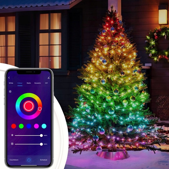 LAMPKI CHOINKOWE 200 LED MULTIKOLOR ŚWIĄTECZNE SMART WIFI PILOT 20M