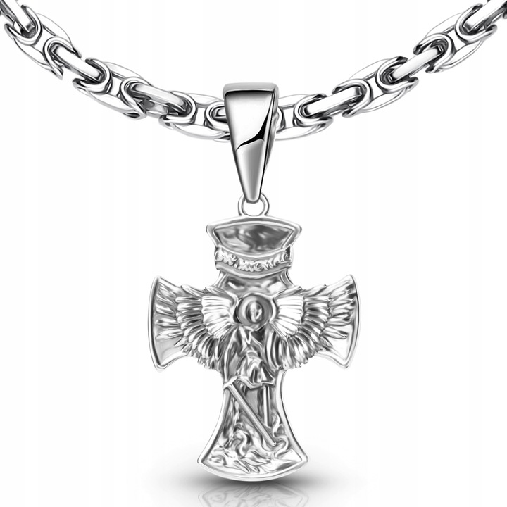 Michał Archnioł krzyżyk duży męski srebro zawieszka 925 swiety