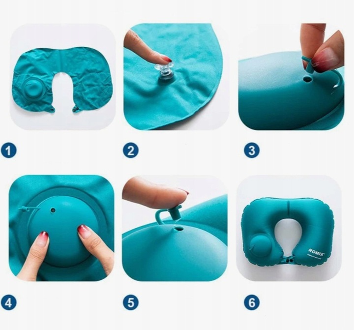 PODUSZKA PODRÓŻNA Dmuchana Samopompująca Welurowa ROGAL Do Spania Na Szyję