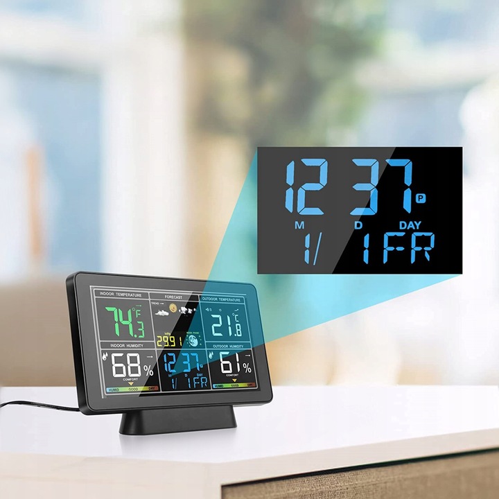 STACJA POGODY BEZPRZEWODOWA HIGROMETR TERMOMETR CIŚNIENIE 3 CZUJNIKI hPa