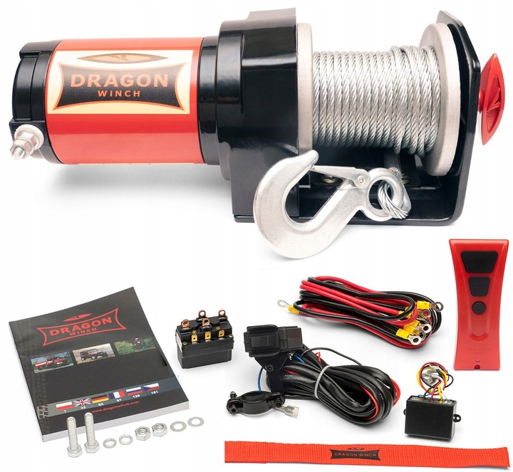 WYCIĄGARKA DRAGON 12V ELEKTRYCZNA WCIĄGARKA linowa pługa quada + pilot