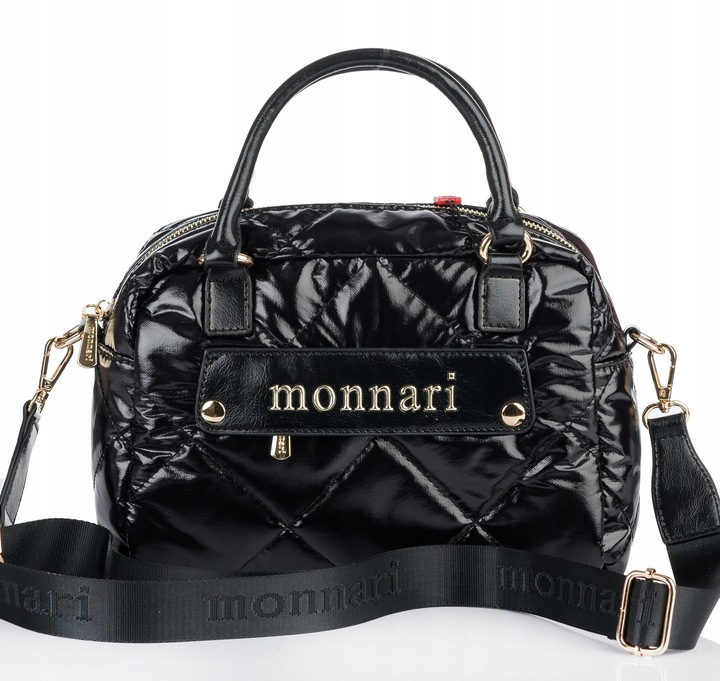 Torebka Damska Listonoszka MONNARI Pojemna KUFEREK Pikowana Lakierowana