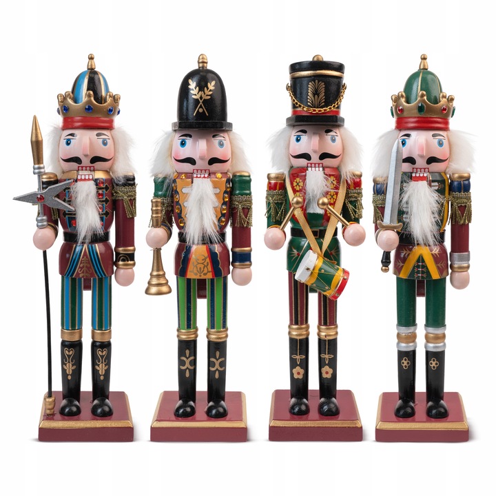 ŚWIĄTECZNE FIGURKI DZIADEK DO ORZECHÓW DUŻY DREWNIANY OZDOBA NA PODSTAWCE