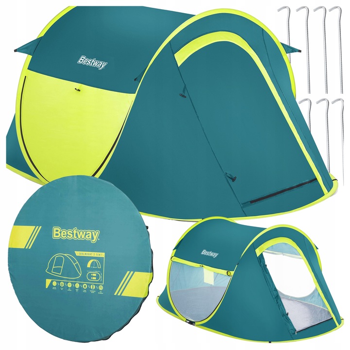 Namiot Turystyczny Kempingowy 2 Osobowy 223x145 Pop-UP Torba Bestway 68086