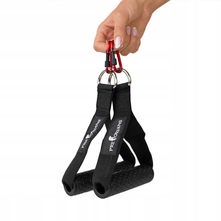 UCHWYT DO WYCIĄGU GÓRNEGO DOLNEGO ATLASU Z KARABIŃCZYKIEM 2szt