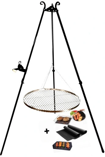 GRILL na OGNISKO nierdzewka ruszt 70cm trójnóg