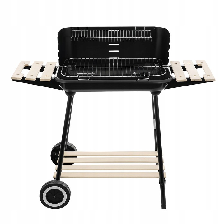 Grill węglowy ogrodowy na kółkach z 3 półkami