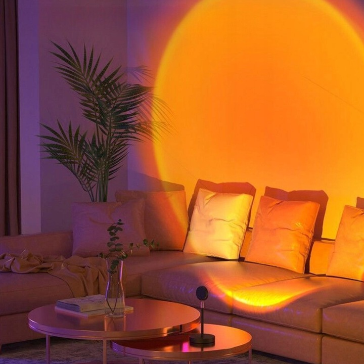 LAMPKA PROJEKTOR LED ZACHÓD SŁOŃCA 16 KOLORÓW LAMPA NOC PREZENT WALENTYNKI