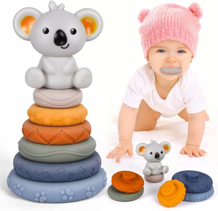Klocki Sensoryczne Miękkie Gumowe Kreatywne Gryzaki Zestaw Wieża dla Dzieci