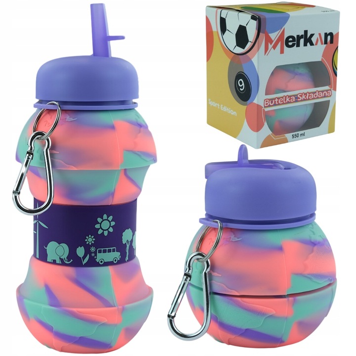 MERKAN Bidon Do Szkoły Butelka Na Wodę Dla Dziecka W Kształcie Piłki 550 ml