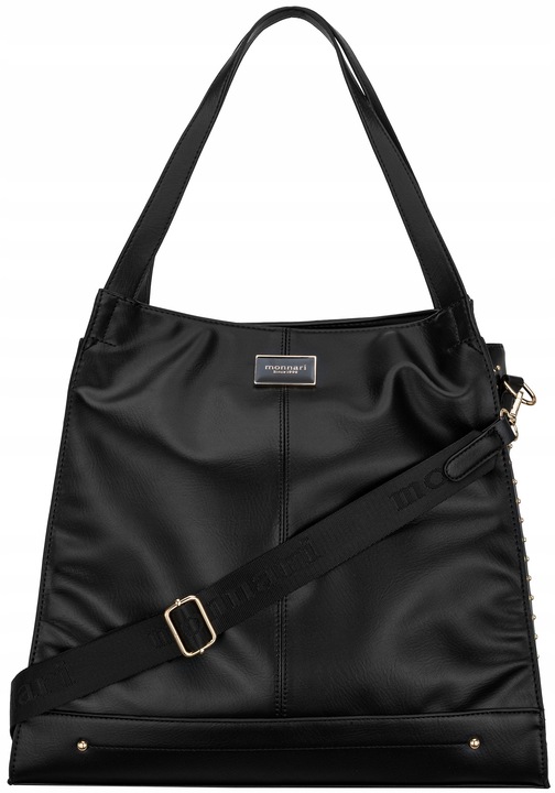 TOREBKA DAMSKA MONNARI Czarna Na Ramię SHOPPER Ćwieki Dżety DŁUGI PASEK