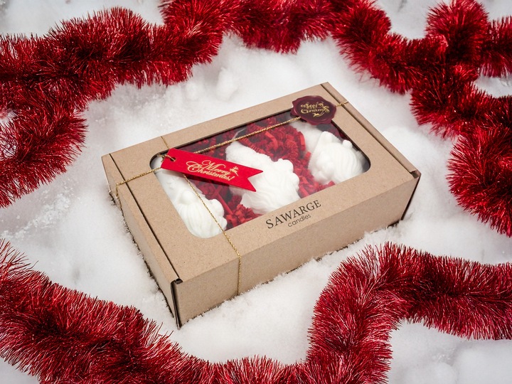 Świece sojowe zestaw na prezent 3 skrzaty świąteczne