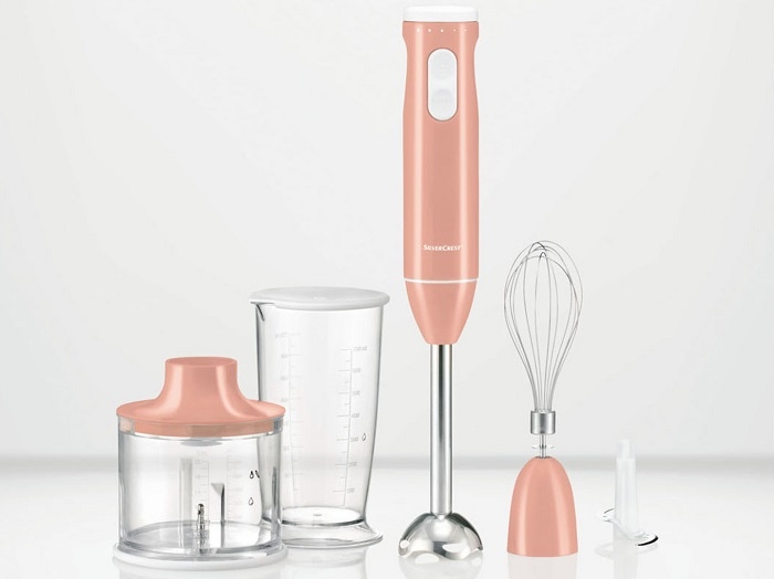 Blender ręczny SilverCrest SSMS 600 E3 rozdrabniacz mikser pojemnik różowy