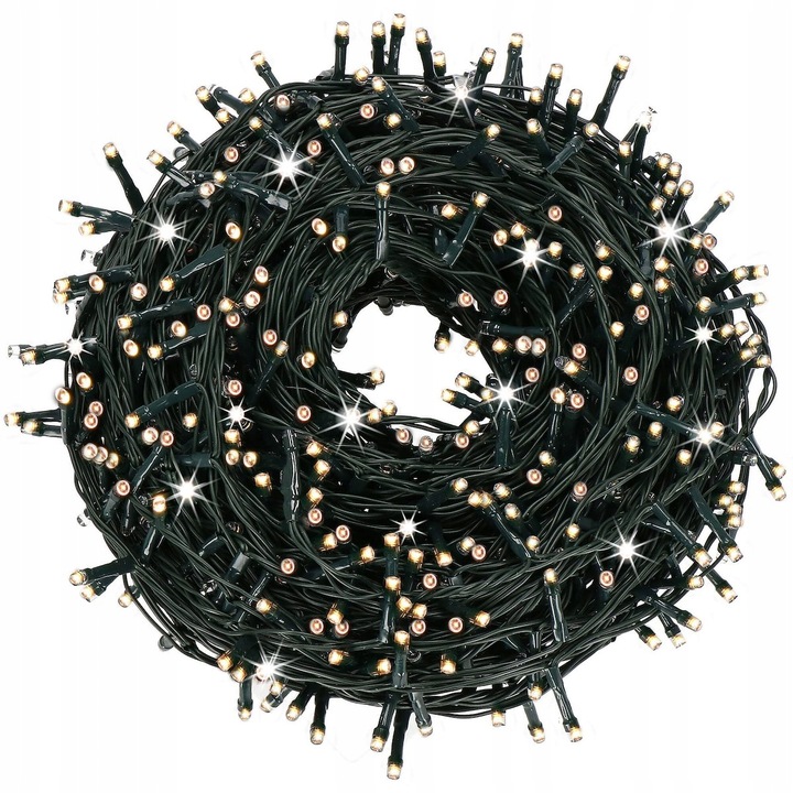 LAMPKI SOPLE CHOINKOWE 300LED KURTYNA ŚWIETLNA FLASH ZEW/WEW CIEPŁY BIAŁY