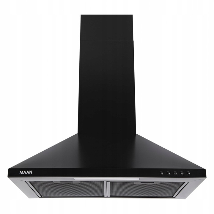 CZARNY POCHŁANIACZ OKAP KUCHENNY KOMINOWY ŚCIENNY MAAN MIX 50 CM FILTR LED