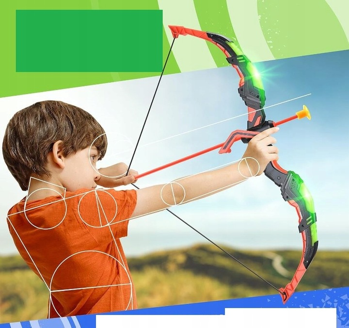 DUŻY ŁUK LED ŚWIECĄCY STRZAŁY TARCZA KOŁCZAN BEZPIECZNY ZESTAW STRZELECKI