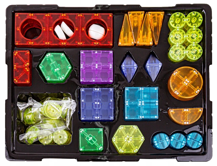 KLOCKI MAGNETYCZNE ŚWIECĄCE KONSTRUKCYJNE Kreatywne Edukacyjne 94 el 3D