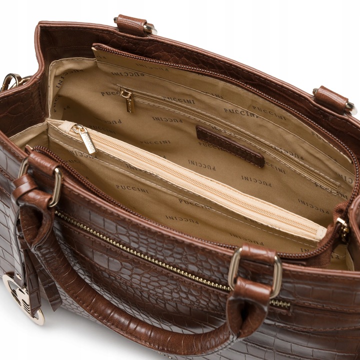 Torebka Damska Mała Kuferek Ramię Odpinany Pasek PUCCINI Brązowa BML067S-2