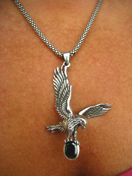 1581 Duży Orzeł Wisior Zawieszka Onyks Orłem Polska Eagle Srebro 925 UNISEX