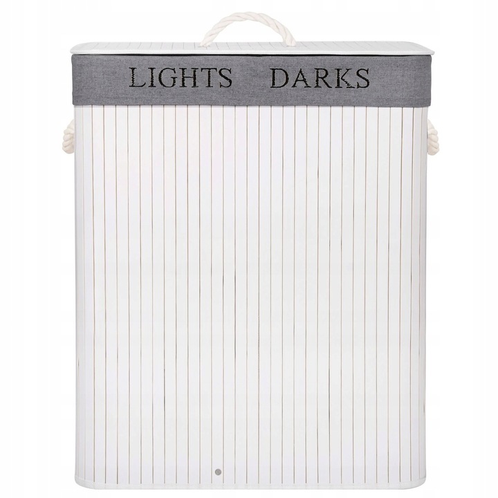 KOSZ BAMBUSOWY NA PRANIE BIELIZNĘ DWUKOMOROWY Z POKRYWĄ POJEMNIK DUŻY 100L