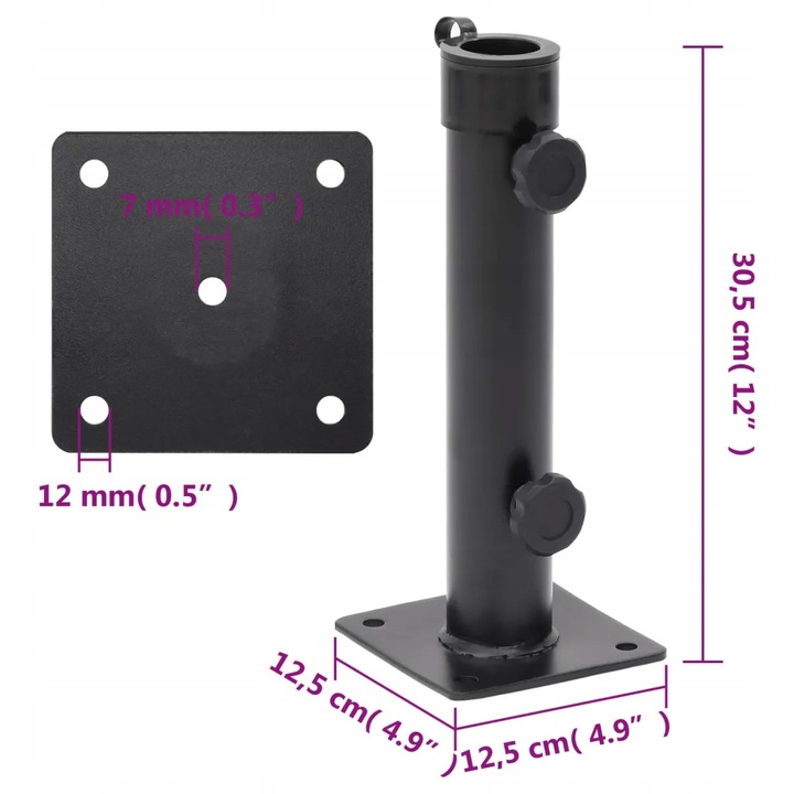 Podstawa do parasola, do słupków Ø38/48 mm, mat
