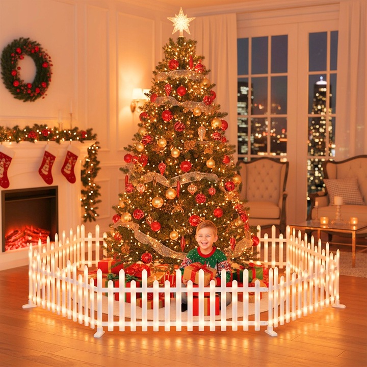 PŁOTEK DEKORACYJNY OZDOBA ŚWIĄTECZNA LED Zestaw 8 szt programator timer