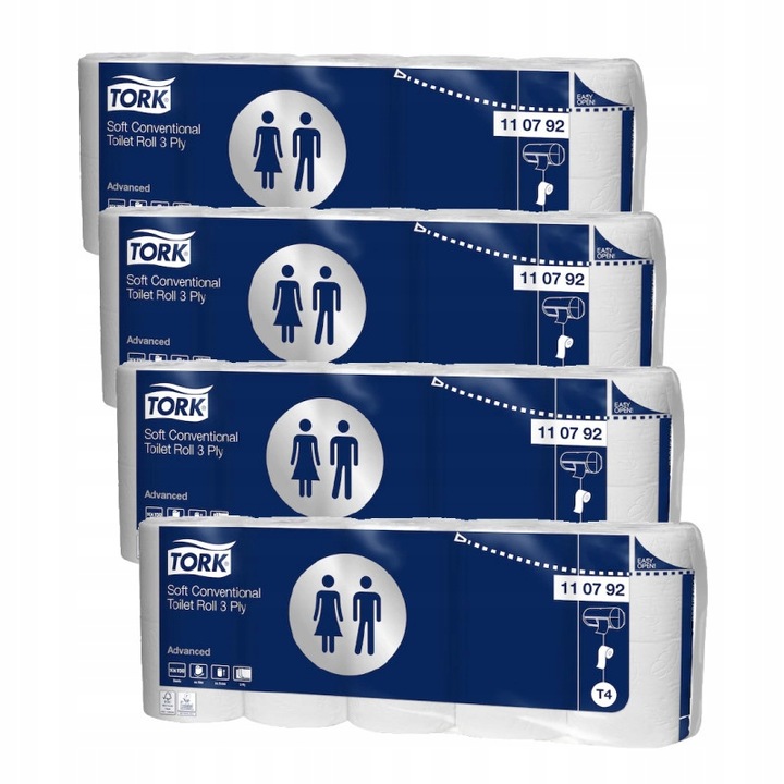 ZESTAW TORK: 4 x 110792 Papier toaletowy w rolkach konwencjonalnych, biały