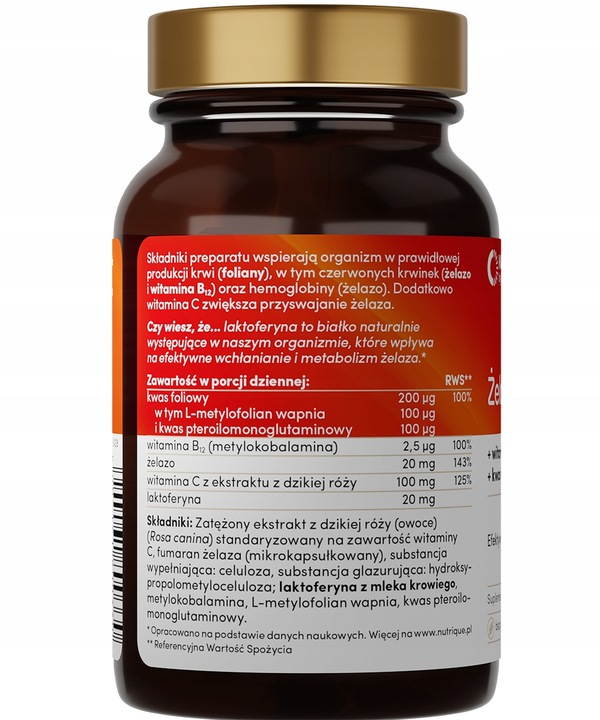 Suplement diety - Żelazo - 60 kapsułek - Nutrique