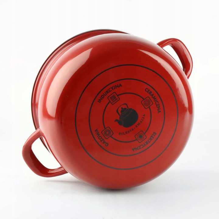 Garnek emaliowany czerwony HELENA 6,5L Gaz Indukcja Tradycyjny